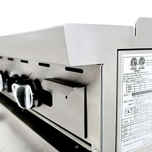 ATOSA US Commercial CookRite Natural Gas Range 6 Burner Hot Plate with 24" Manual Griddle 2 Standard Ovens 60'' Restaurant Range - 252,000 BTU