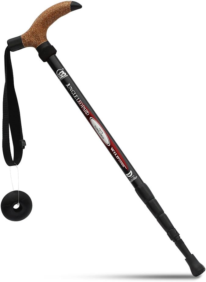 KRY T-Shaped Handle Retractable Aviation Aluminum Alloy Alpenstock Adjustable Telescopic Pole Anti Shock Walking Hiking Stick