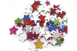 Lot de 60 autocollants colorés en mousse pailletée en forme d'étoile pour loisirs créatifs, décoration de la maison