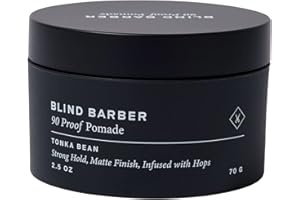 Blind Barber 90 Proof Hair Pomade for Men - Strong Hold, Natural Finish - Water-Based, Matte Pomade for Men with Hops & Tonka Bean - Free of Greasy Oils, Easy to Use - (2.5 Oz)