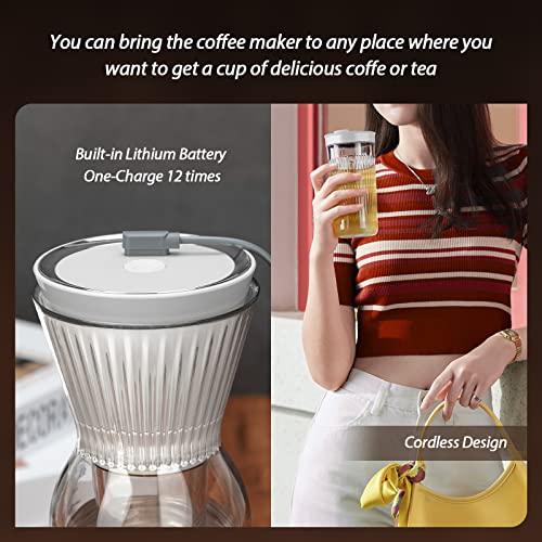 Forias Electric Cold Brew Coffee Maker 2in1 Iced Coffee&Tea Maker Cordless Personal Coffee Maker