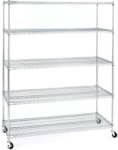 Garden Store Direct 5 Tier Metal Shelving Unit 153x61x182cm Trolley Wheels