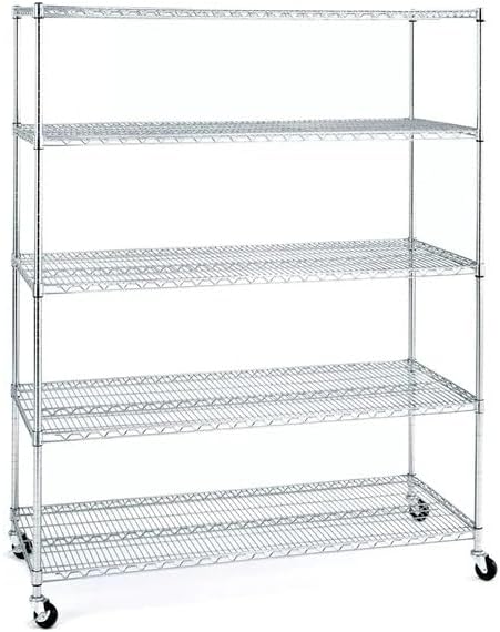 Garden Store Direct 5 Tier Metal Shelving Unit 153x61x182cm Trolley Wheels