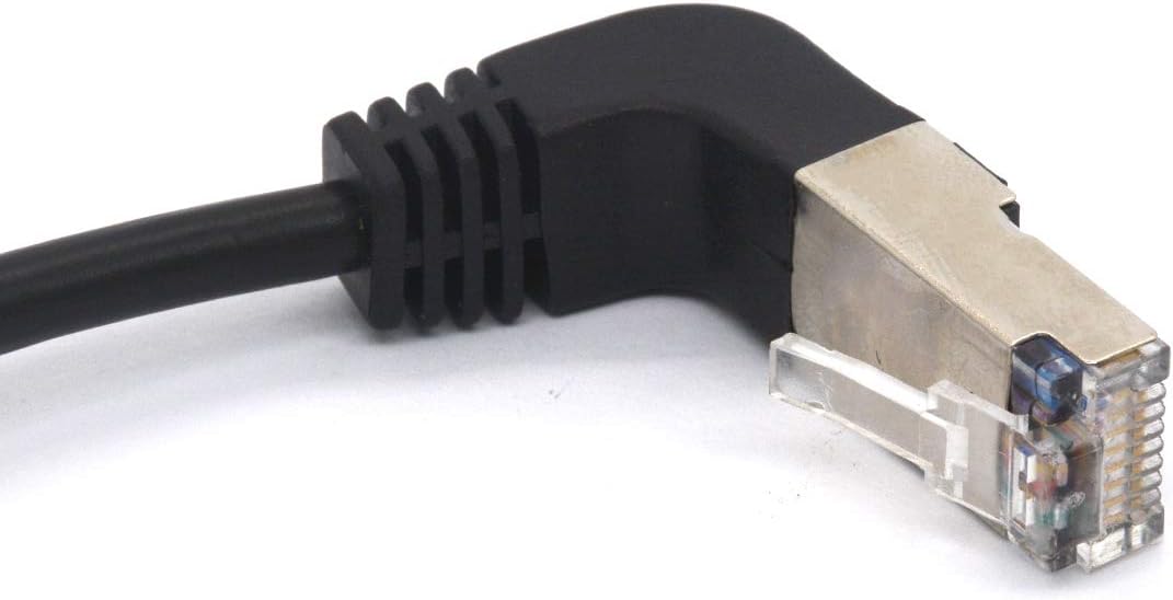 HTGuoji Angle RJ45 Ethernet Cable, CAT6 Cat5e LAN Network Lead Downward Patch Cord for Switch Router, Modem, Panel, PC - Image 3