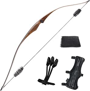 Huntingdoor Traditional Archery Recurve Bow One Piece Competition Bow RIGHT HANDED 20 25 30 35LBS With Otter Balls String Silencer