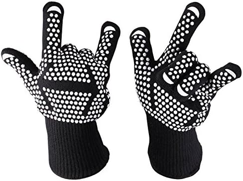 WARES360®BBQ Grilling Cooking Gloves For Cooking, Grilling, Baking - 932ºF (500ºC) Extreme Heat Resistant Gloves - 1 Pair (Long) - 14" Long For Extra Forearm Protection -Ideal for gift