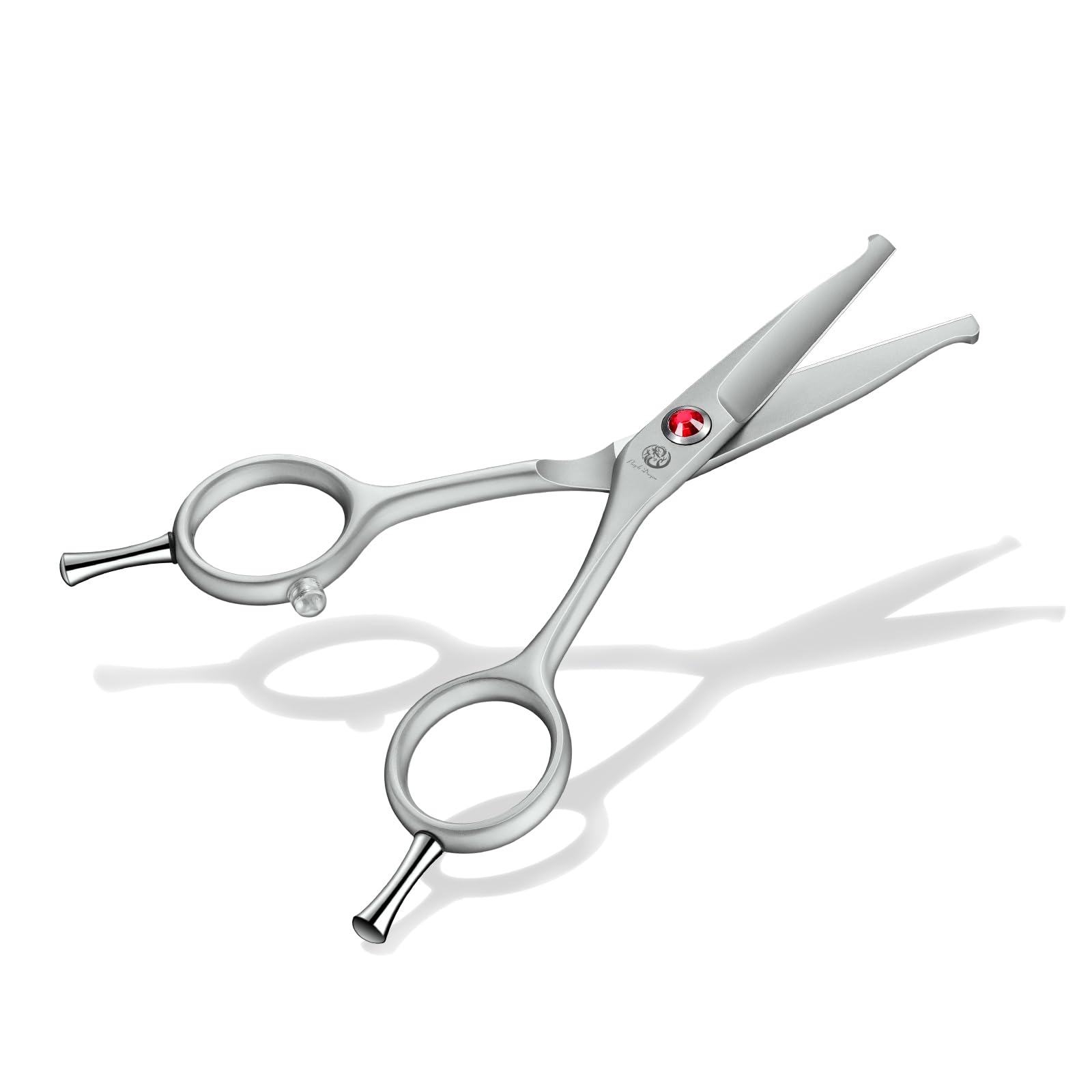 Purple Dragon Small Dog Scissors Straight with Professional Gray Anti-Glare Coating and Silencer, Safe Round Head, Straight Scissors