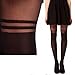 Polytree Women's Mock Double Stripe Sheer Pantyhose Black