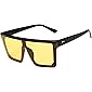 besbomig Gafas de Sol Cuadradas de Gran Tamaño con Parte Superior Plana y Montura Grande, Protección Ligera y UV, con…