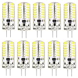 KINGSO G4 LED Bulb 10 Pack 3W Bi-Pin LED Light Bulb 48×3014 SMD 20W Halogen Bulb Equivalent Silicone Coated Shatterproof 220 Lumens 360° Beam Angle AC/DC 12V - Pure White