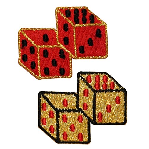 ID 0057GH Set of 2 Pair of Dice Casino Vegas Embroidered Iron On Applique Patch