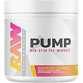 RAW Pump Stim Free Pre Workout (Raspberry Lemonade) - Non-Stimulant Pre Workout Supplement Powder Nitric Oxide Booster - Pre Workout Supplements Drink for During Workout - 40 Servings