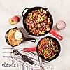 Cast-Iron-Skillet-Set-6810-1524cm2032cm254cm-3-Silicone-Handle-Holders-Pre-Seasoned-Oven-Safe-Cookware-IndoorOutdoor-Grill-Stove-Top-and-Induction-Safe cuisinel Cast Iron Skillet Set - 6"+8"+10" / 15.24cm+20.32cm+25.4cm + 3 Silicone Handle Holders - Pre-Seasoned Oven Safe Cookware - Indoor/Outdoor - Grill, Stove Top and Induction Safe