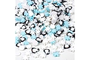 FUNSHOWCASE Polymer Clay Penguin Snowflake Sprinkles for Fake Dessert Cake Decor, Decoden Phone Case, Slime Projects DIY, Scrapbooking, Resin Jewelry Making Pack of 50g