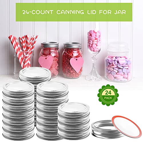 uniplay 24pcs Canning Lids Regular Mouth, Ball Jar Lids Leak Proof Secure Canning Jar Lids, use for Round Bottle, Canning Jar Caps, Mason Jars Lids, Food Storage, DIY Home Decoration(70mm)
