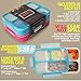 Leakproof Bento Lunch Box Container For Kids and Adults. Leakproof Containers with 3 compartments. 2 Sets of Stainless Steel Spoons and Forks with Travel Cases. Food Prep Meal Container. Blue and Pink