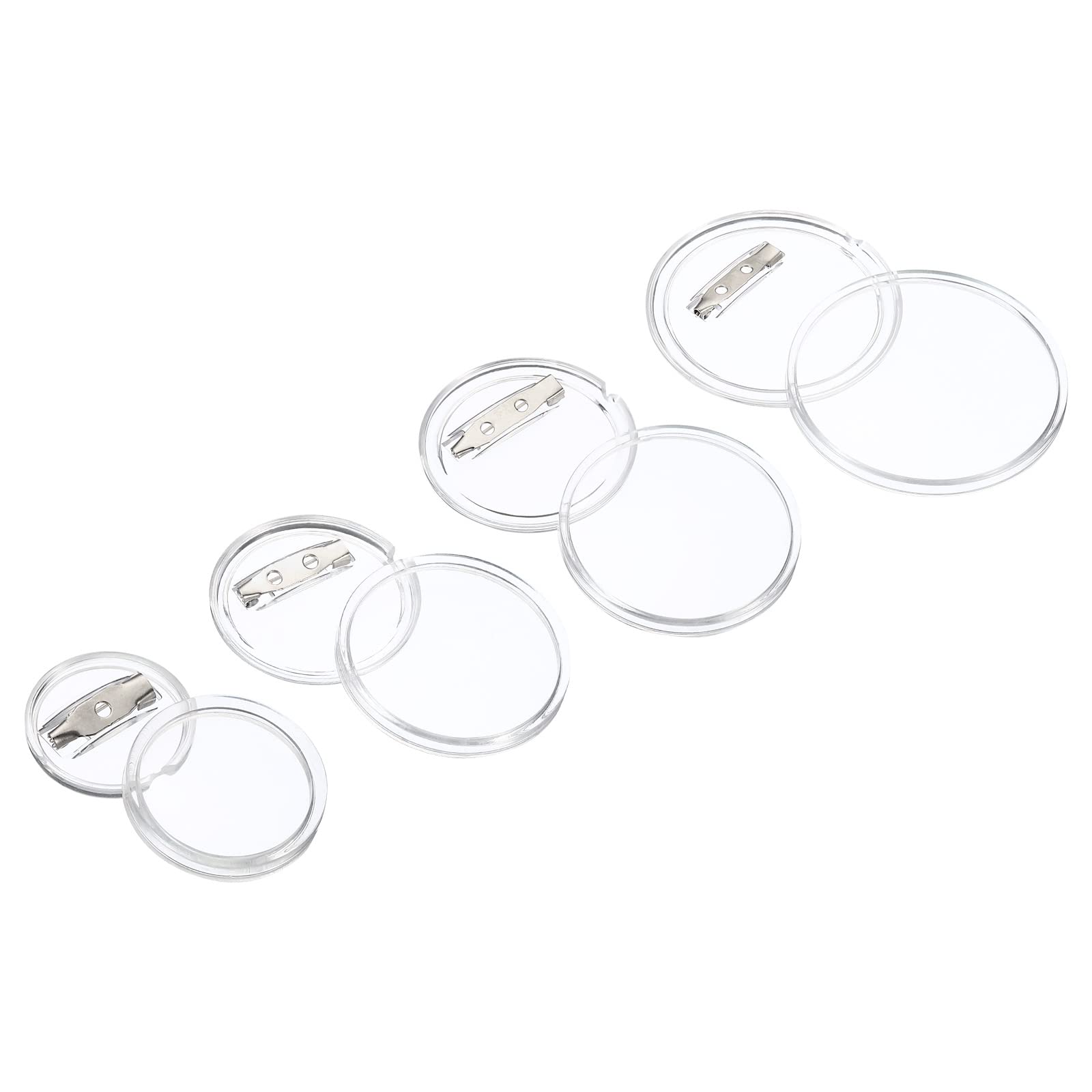 PATIKIL Acrylic Button Pin Badge, 40 Set Round Pin Blank Buttons Badges Kit for Craft Supplies, DIY Badges, Clear, 4 Size