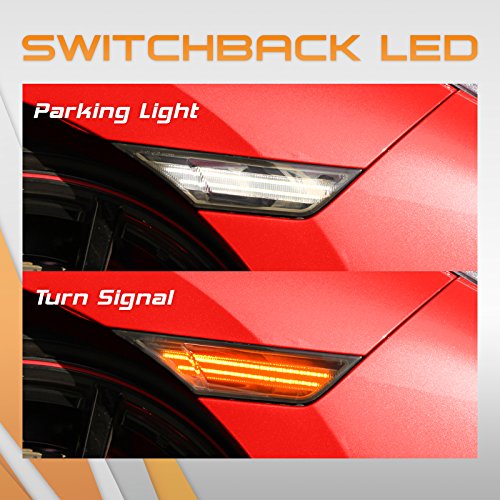 P.RA Compatible with 2016-2017 Honda Civic Type-R Smoked LED Front Side Marker Light - LED Turn Signal Housing Parking Light Replacement Lamp