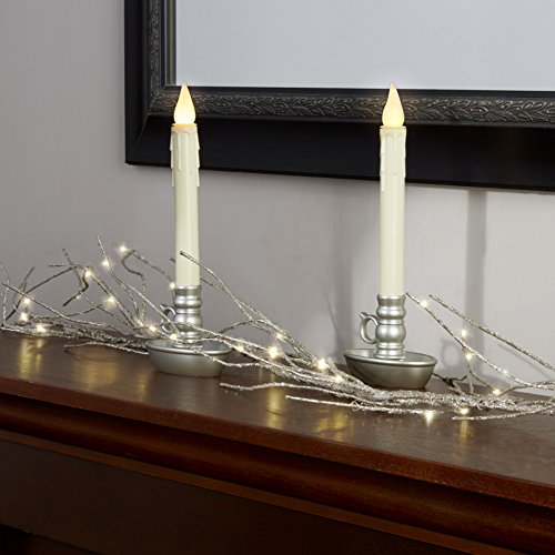 Battery Operated LED Window Candles with Timer, Silver Colored, Warm