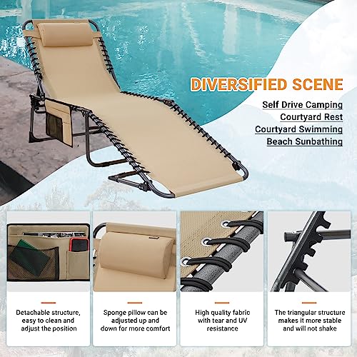 KingCamp Chaise Lounge Outdoor Adjustable Textilene Waterproof Patio