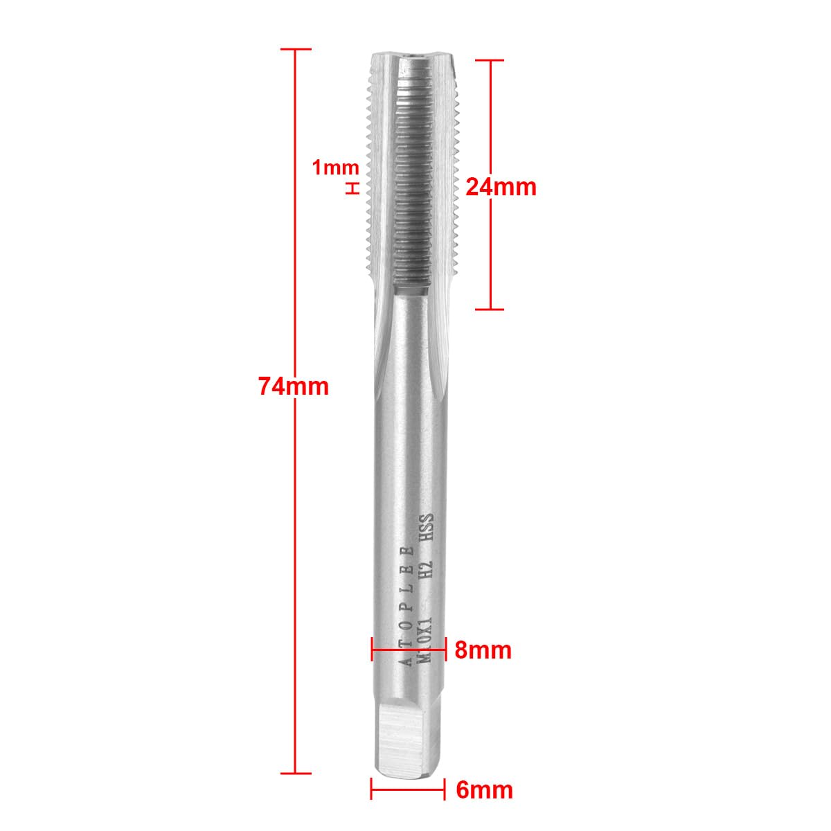 ATOPLEE Metric Thread Tap, M10 HSS 6542 Right Hand