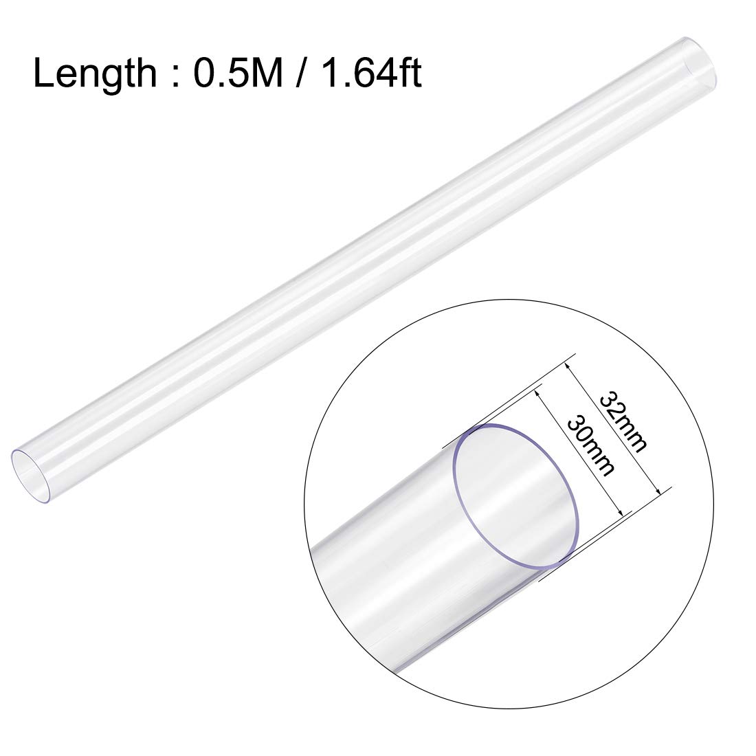 3/8 8mm ID x 10mm 5/16 OD 0.5m Plastic Tube uxcell PC Rigid Round Clear
