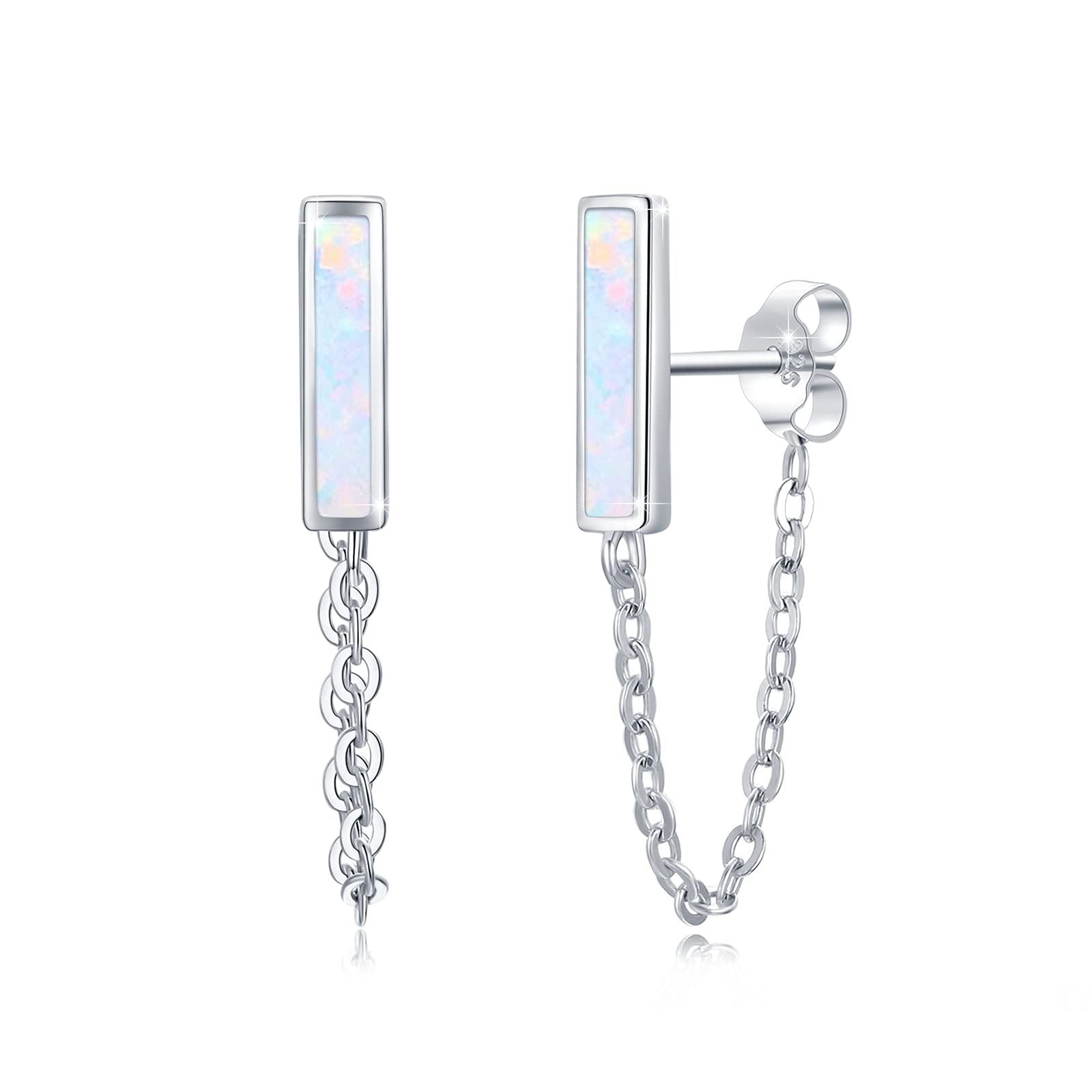 Opal Earrings 925 Sterling Silver Chain Earrings Dangly Earrings for Women Jewellery Gifts Christmas