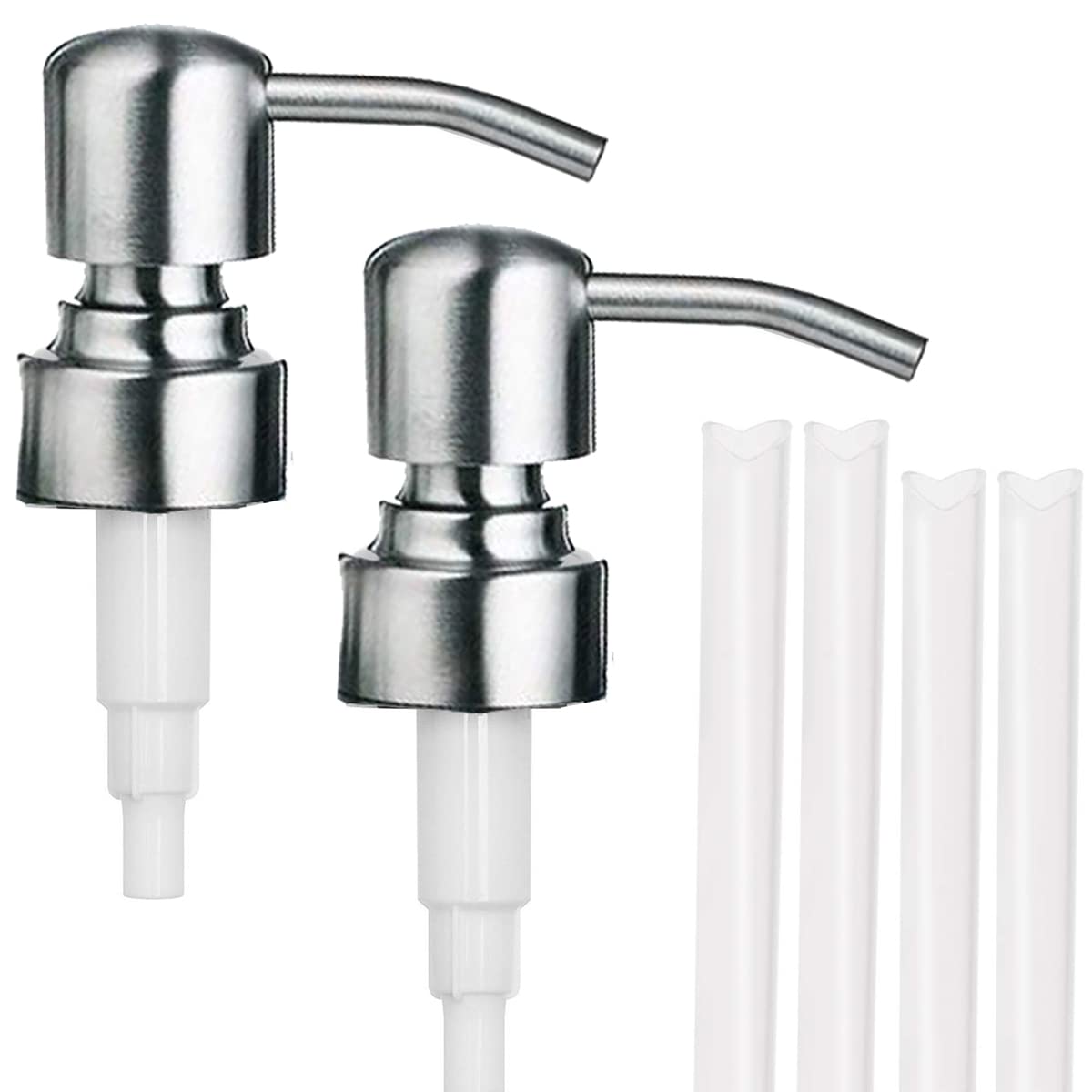 Soap Dispenser Lids Stainless Steel Lotion Dispenser Pumps Head Replacement Spare for Standard 8oz/16oz Boston Round 28/400 Thread Neck Bottles,Perfect for Dish Soap,Conditioner,Shampoo,2 Pack