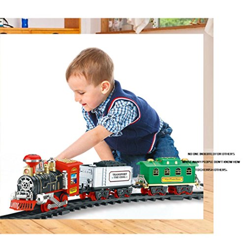 Leegor Electric Steam Smoke RC Train Set Model Toy Gift Remote Control Conveyance Track Car Kids Christmas Gift Birthday Present (C) - Thumbnail 7
