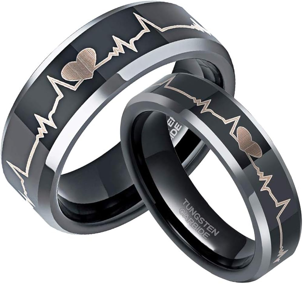 Titaniumcentral Women s And Men s 6 Mm 8 Mm Pair Of Rings Tungsten 