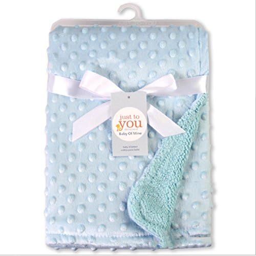 Toddler Soft Baby Dot Minky Blanket - Girls Boys Crib Blankets 30"x40" (Blue)