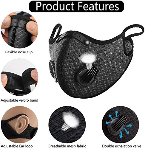 N\\C Antipolvere ???????????????????????????????????????? per Ciclismo, Sportiva Lavabili ???????????????????????????????????????? Anti-inquinamento per Bicicletta(Nero)