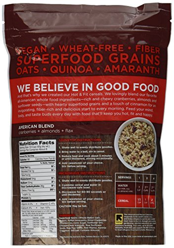Earnest Eats Hot and Fit Cereal American Blend, 12.6 Ounces (Pack of 3)