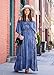 Milumia Women's Boho Off The Shoulder Swing Maxi Dress Navy Blue Large