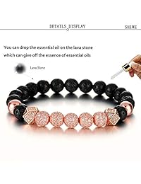 SHIWE Pulsera de cuentas de lava de 0.315 in para hombres y mujeres, aceite esencial con cuentas, para curación de la ansiedad, regalo para el día del padre