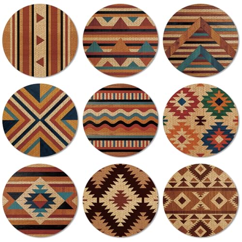 ANATTASOUL Turkish Kilim Style Wooden Coasters Set of 9 Bulk(3.9") at Amazon