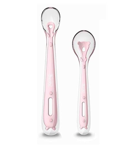 BURABI Babys Soft Silicone Tip Spoons- First Stage Self Feeding Training Spoon Set with Gum Friendly BPA Lead Phthalate & Plastic Free Perfect for Baby Infant (2Pack)- Pink