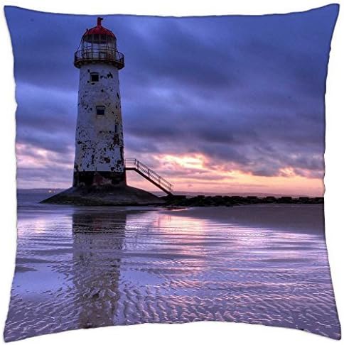 Doormat bikini decrepit lovely lighthouse at low tide - Throw Pillow Cover Case (18" x 18")