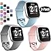 Wepro Bands Compatible with Fitbit Versa/Fitbit Versa 2/Fitbit Versa Lite SE SmartWatch for Women Men, Sports Replacement Wristband Strap for Fitbit Versa Watch, Small, 3 Pack, Gray, Pink Sand, Aqua