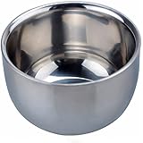 AKStore Men's Durable Shave Soap Cup Shining High Quality Double Layer Stainless Steel Heat Insulation Smooth Shaving Mug Bowl