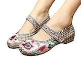 AvaCostume Chinese Embroidery Weave Oxfords Sole Girls Mary Jane Plarform Shoes