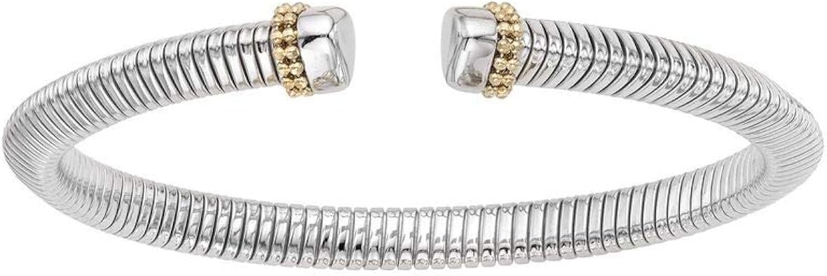 14k White Gold Tubogas Bead Cuff Stackable Bangle Bracelet Jewelry Gifts for Women