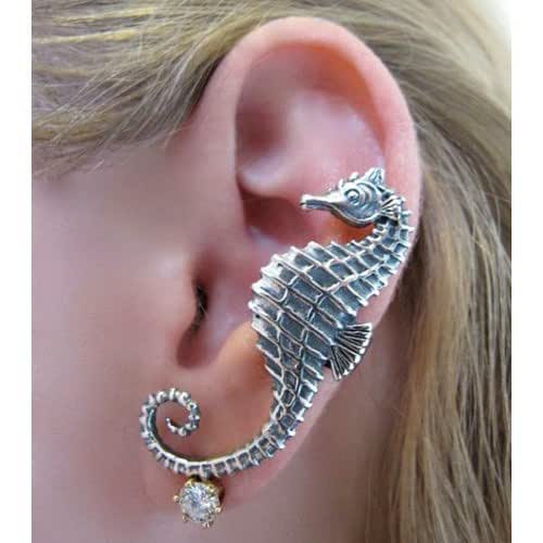 Seahorse Ear Cuff Silver Sea Horse Ear Cuff Ocean Beach Silver Jewelry Handmade