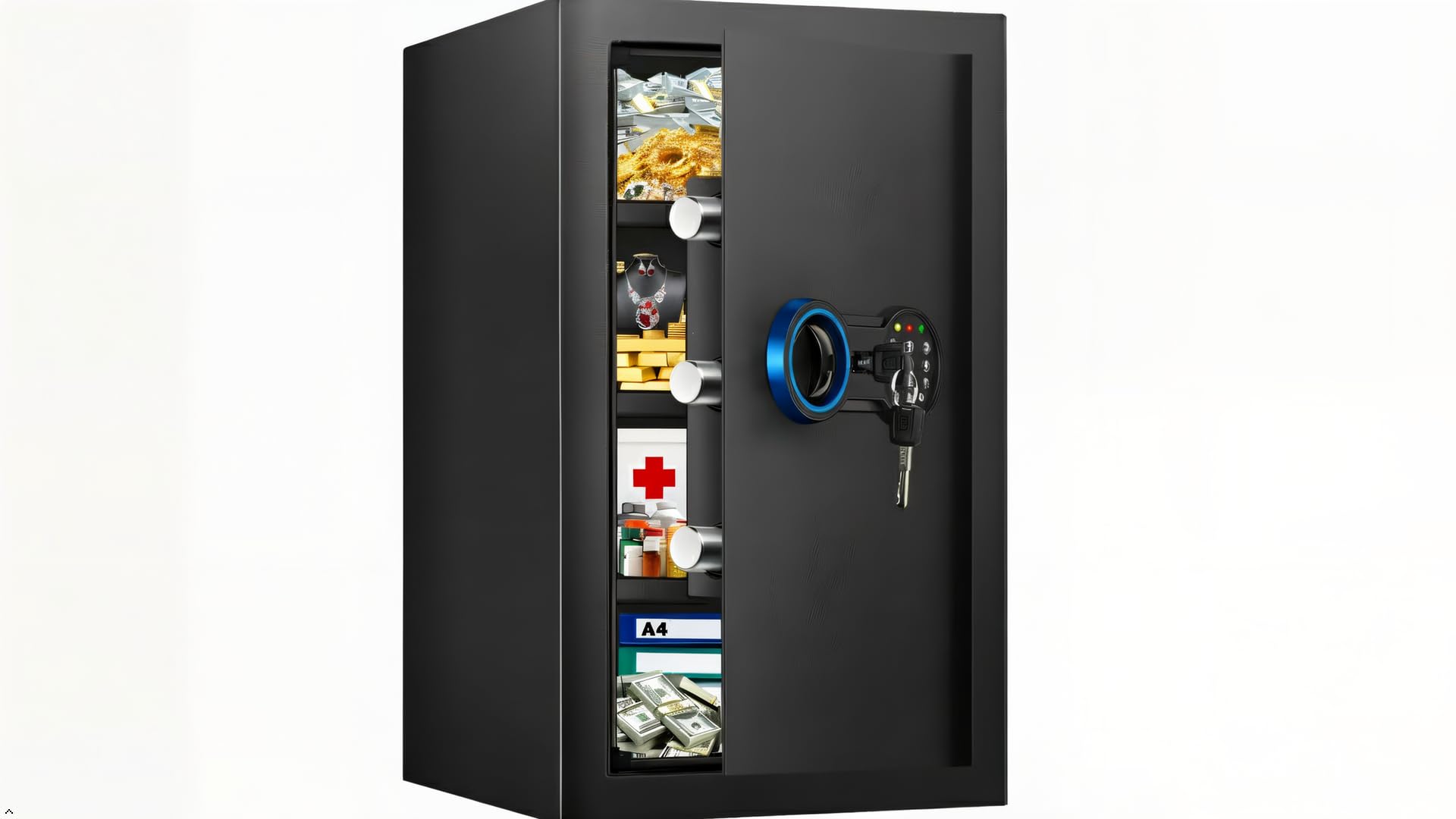 Photo 1 of [23.6" Tall] Extra Large Safe for Home Use, Digital Home Safes with Programmable Keypad, Spare Keys and Alarm System, Anti-Theft Security Safes for Home Office
