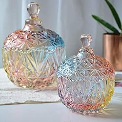 Danmu 1Pc Colorful Glass Storage Jar, Candy Jar