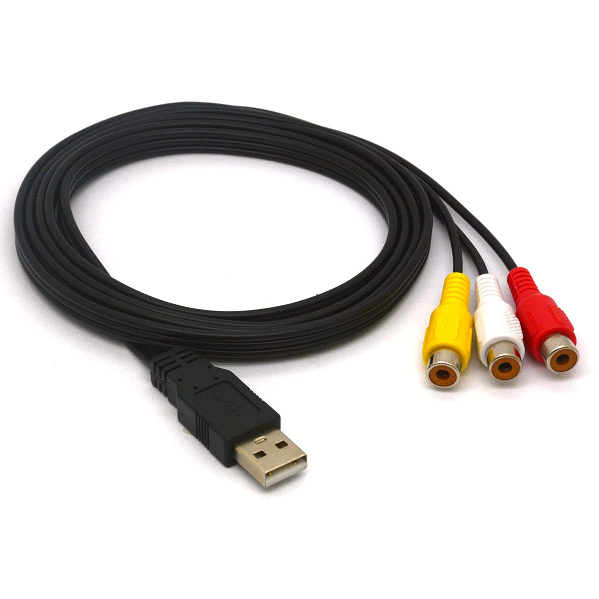 Tomost USB to 3 RCA Cable, 1.5 Meter Long USB 2.0 Male to 3RCA Female Jack Splitter Audio Video AV Composite Adapter Cord for TV PC HDD DVR (1.5 Meter)