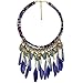 SUMAJU Fancy Feather Pendant Statement Necklace, Women's Multi Layers Tribal Bib Leaf Rope Chain Chunky Collar African Necklace Jewelry
