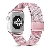 OULEDI Compatible Stainless Steel Band for Apple Watch Replacement Mesh Strap Bracelet for iWatch Series 1 Series 2 Series 3 Series 4 with Magnetic Closure Clasp 38mm 40mm Rose Gold