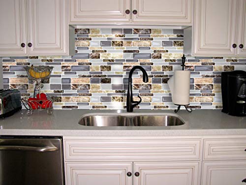 Premium Peel and Stick Tile for Kitchen Backsplash,Self Adhesive Stick On Backsplash Wall Tiles for Bathroom-10" x 10" (6 Sheets)