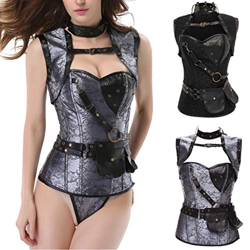 Shapewear for Women,Milimieyik Women Fashion Sexy Lingerie Ladies Temptation Retro Leather Waist Trainer Corsets Body Shaper Black - Thumbnail 5